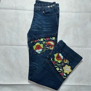 Oilily sequined and embroidered straight leg denim pants size 36